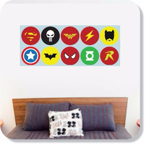 Imagem 1 de 4 de Adesivo Para Cabeceira De Cama Super Heróis Marvel E Dc