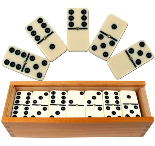 Juego Set De Lujo De 55 Dominos Doble Con Caja De Ma Fr80dt