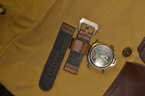 Correa De Reloj Cuero Chocolate 24 Mm Dasari Con Hebilla