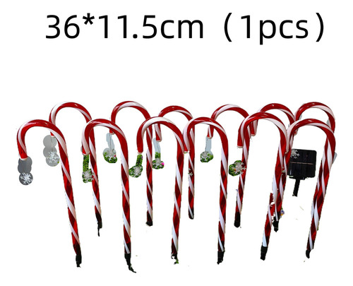 . Luz Solar Navideña Para Bastones De Caramelo, 1 Tow 12