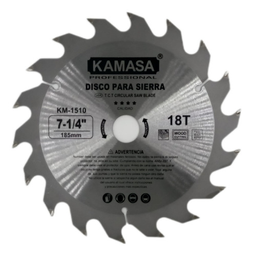 Disco Para Sierra Circular 7-1/4¨(185mm) 18t Kamasa