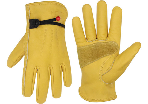 Leather Work Gloves, Stretchable Wrist Rigger Glove For Men 