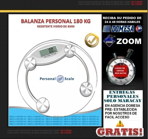 Balanza Personal Digital, Peso Personal 180 Kg, Vidrio 8mm