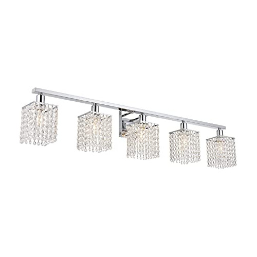 Lámpara De Pared De Baño De Cristal De 5 Luces Cromad...