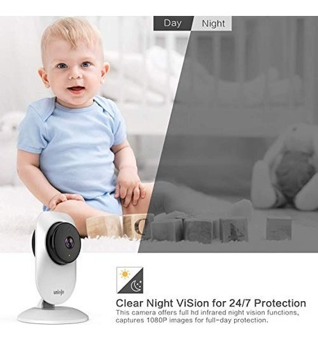 Cámara Doméstica Para Interiores, Cámara Wifi Uniojo 1080p Q