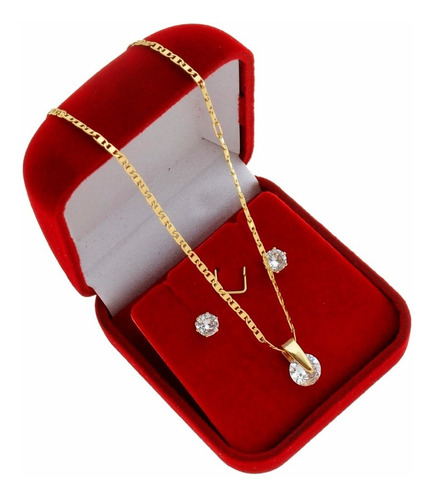 Imagem 1 de 6 de Colar Brinco Banhado Joias De Ouro C/ Garantia