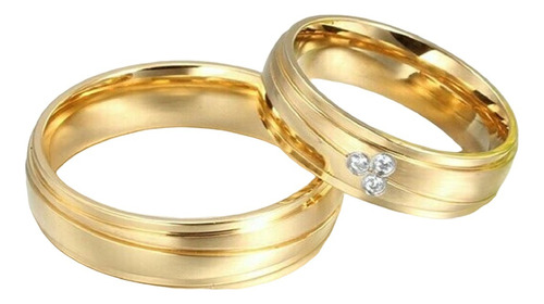 Par Aros Alianzas Matrimonio  Oro 18k Cristales Joyeria Gold