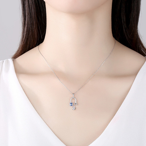 Imagen 2 de 5 de Collar Plata Fina 925 Topacio Azul Cielo Regalo Mujer Joyas