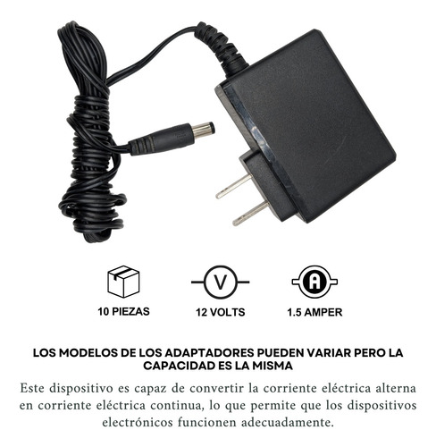 10 Adaptadores Eliminador Corriente Fuente 12v 1.5a Amperes