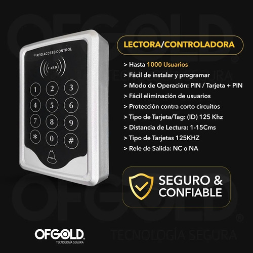 Kit Control De Acceso Lector Cerradura Mag 350lb Pulsad20tag