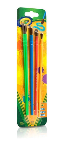 4 Pinceles Sinteticos Crayola Escolares Diferentes Tamaños