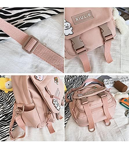 Mini Mochila Escolar Mbvbn Rosa Con Llavero De Peluche