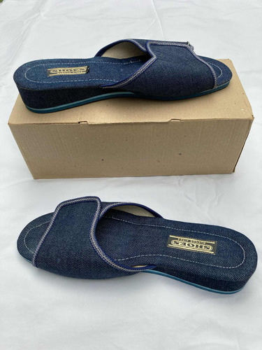Sandalias Chinelas De Jean Con Velcro Talle 39 Marca Shoes