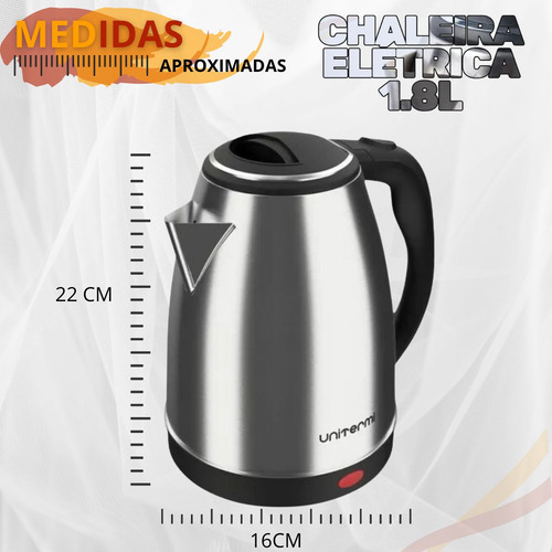 Chaleira Elétrica Unitermi Atacama Prata 127v 1,8l Jarra