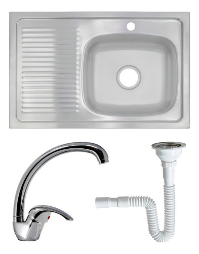 Fregadero Tarja 80x50 Cm Escurridor Derecho Monomando + Kit