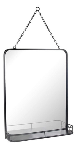 Sb6259a Espejo De Pared Rectangular De Metal Negro Con ...