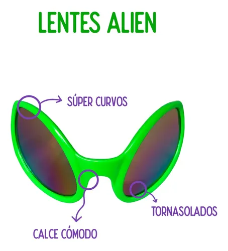 Anteojos Lente Gafas Cotillon Alien Fiesta Formas Verdes X10