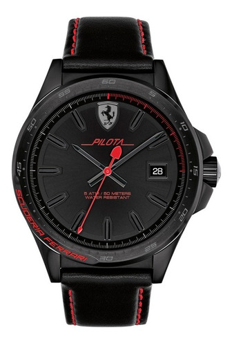 Reloj Ferrari Caballero De Piel Color Negro 0830497