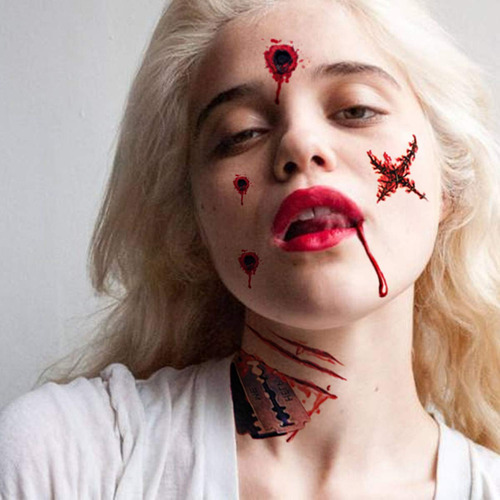 66 Tatuajes De Maquillaje De Zombies, Para Halloween, Sangra