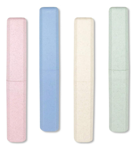 Triko Paquete 4 Estuches Portátiles Para Cepillo De Dientes Color Rosa/azul/ Beige/ Verde