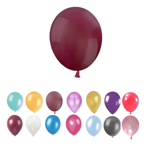 Globos Perlados X 50 Unidades 25 Cm Inflado Cotillon Fiesta Color Borgoña Perlado