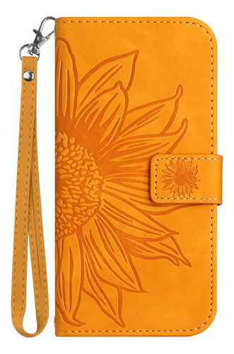 Wallet Case Para iPhone 14 Pro Emboss Media Flor Floral