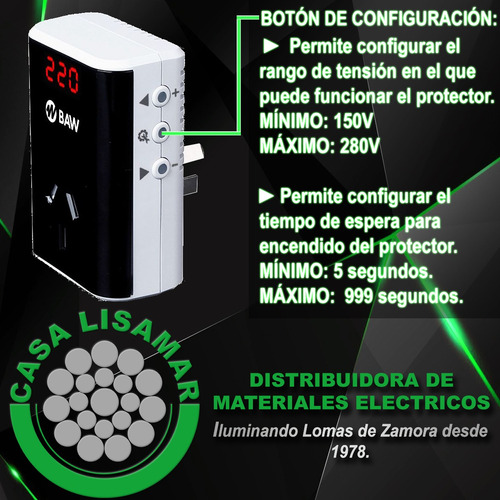 Protector De Tensión Baw Con Voltímetro Rumtf-10ad