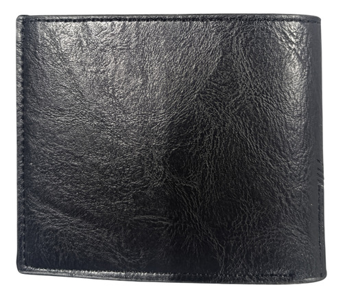 Billetera Cartera Grenobil Negra Bifold Negro Textura Piel Y Rayas