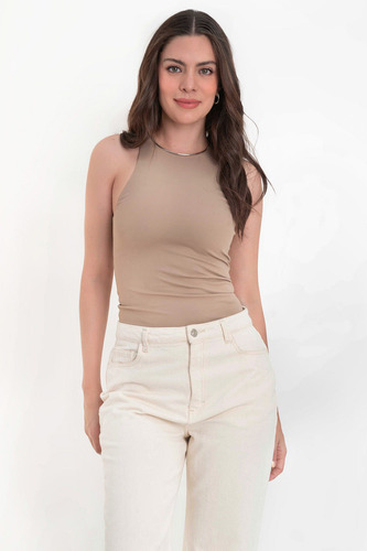 Top Básico Sin Mangas Ajustado Cuello Redondo High Street