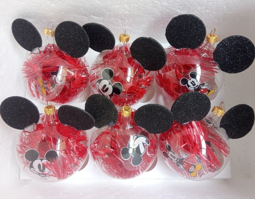 Esferas Navideñas Vidrio Soplado Mickey Escarcha