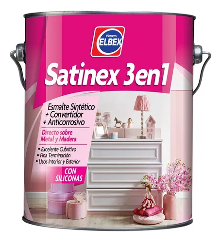 Satinex 3 En 1 Esmalte Sintético 1lts Acabado Satinado Color Negro