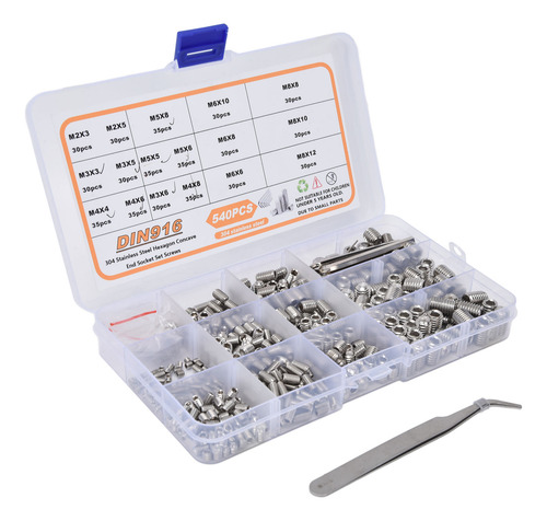 Cup Grub Screw 540pcs Set 304 Stainless Steel M2m8 Point