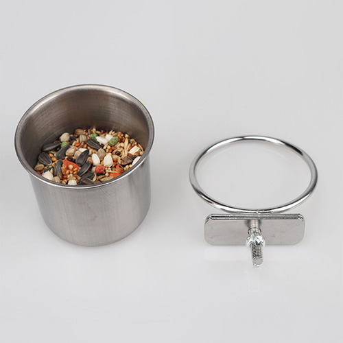 Cuenco De Comida Para Pájaros De Acero Inoxidable Con Soport