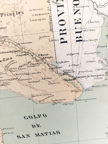Mapa 1886 Rio Negro Ferrocarriles Telegrafos Indios Sendas (Usado)