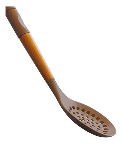 Espumadera Silicona 33 Cm Con Mango Ideal Pastas Frituras Beige