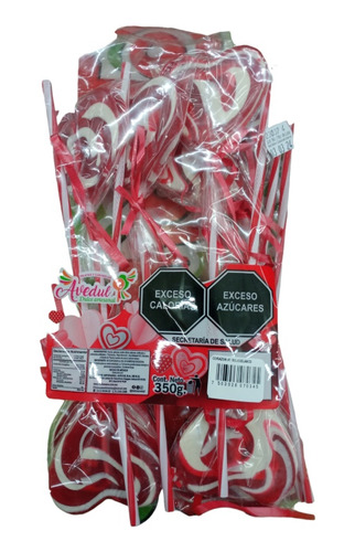 Paleta Avedul Corazón Rojo Y Blanco Artesanal Bolsa