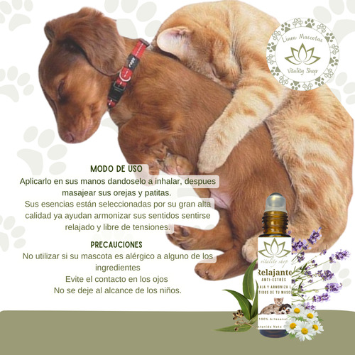Roll On Relajante Anti Estrés Perro Gato Mascotas 10 Ml