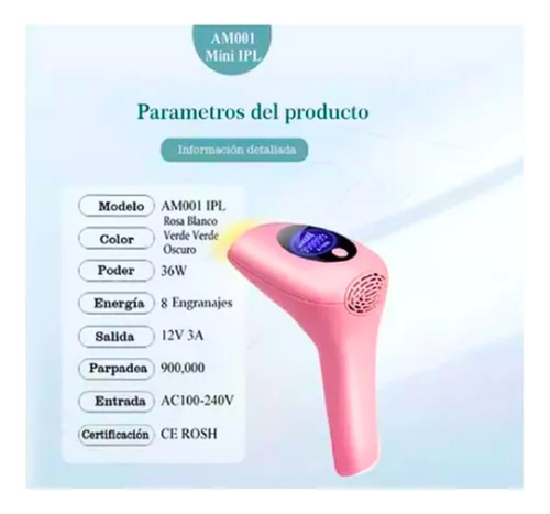 Depiladora Laser Definitiva Ipl Display Digital 900mil Flash Rosa
