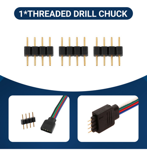 Adaptador De Enchufe Macho Con Tira Led Rgb De 4 Pines, 50 U