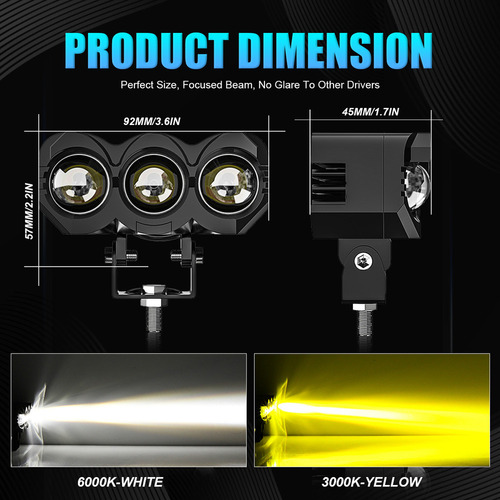 I Farol Led Auxiliar Três Modos Universal 48000 Lm 120w,