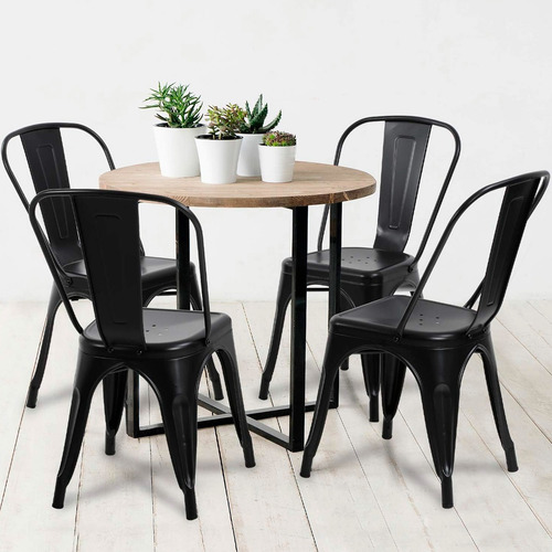 Set 4 Sillas Tolix Metalica Comedor Vintage Almeria Negra