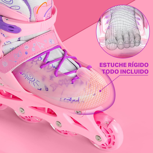 Patines En Línea Ajustables Con Protección Talla 16-23cm