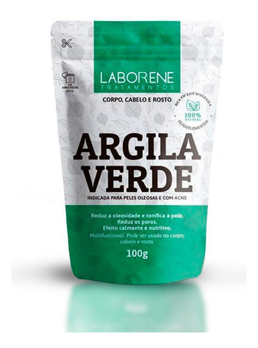Laborene - 03 Sachê Argila Em Pó - Verde 100g