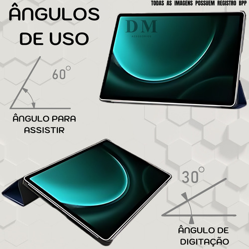 Capa Para Samsung Galaxy Tab S9+ Plus Fe 12.4 Pol 2023 + Pel Cor Preto