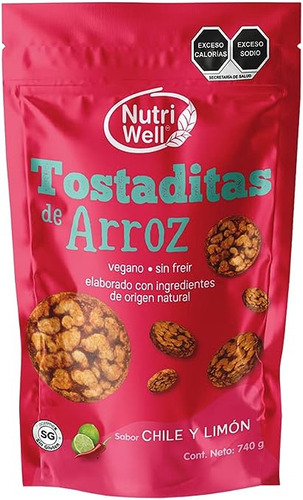 Nutriwell Tostaditas De Arroz Inflado Chile Y Limón 740g