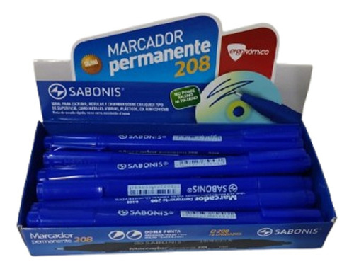 1 Marcador Permanente Doble Punta Ergonomico D208 Sabonis