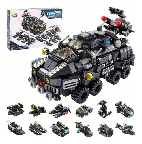 Carro Policial Swat 12 En 1 Bloques Compatibles Lego