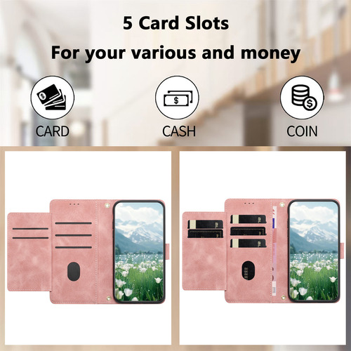 Funda De Piel Con Ranura Tipo Cartera Para Motorola, Color Rosa Yjh