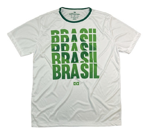 Camiseta Branca Brasil Em Malha Dry Masculino Mmt 511764