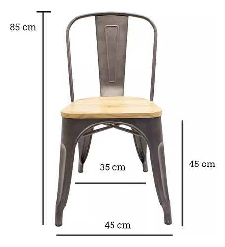 Pack 4 Sillas Tolix Con Asiento De Madera